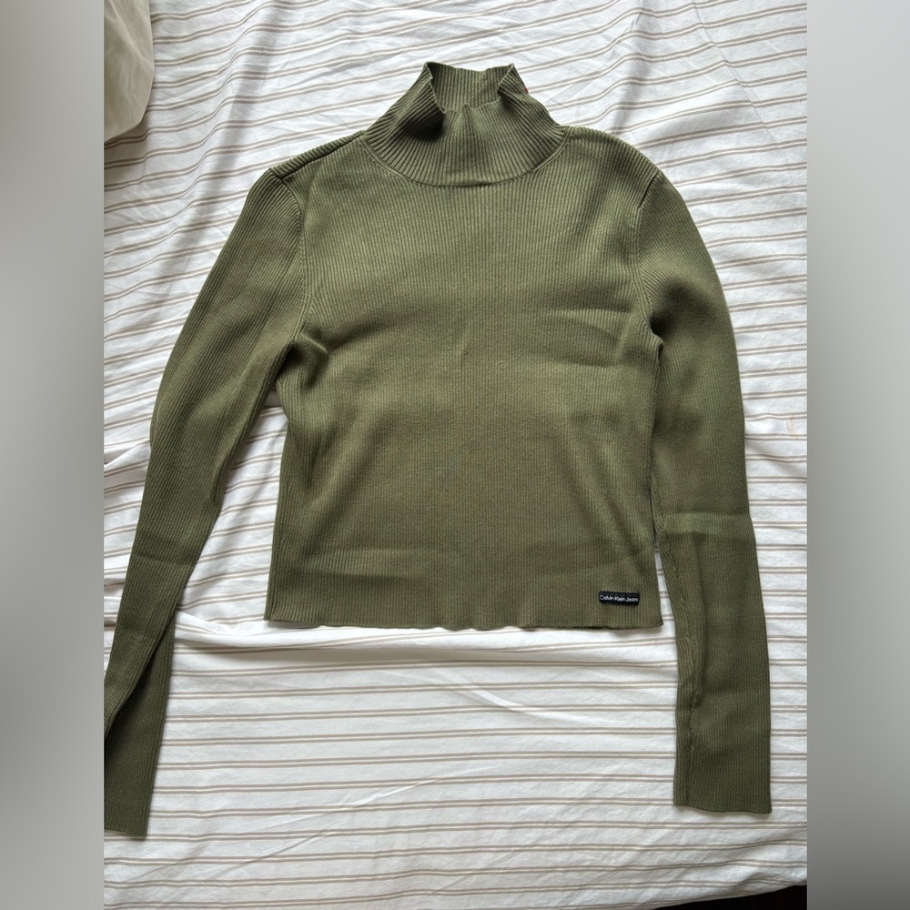 Olive Green Turtleneck Sweater